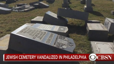 Headstones were found knocked over at Mount Carmel Cemetery, a Jewish cemetery in Philadelphia.