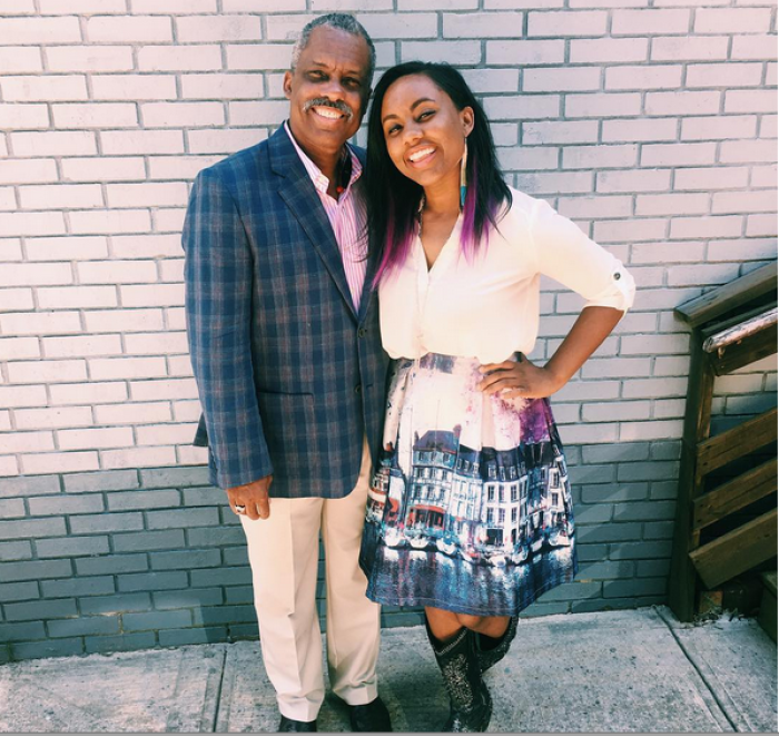 Christian singer Jamie Grace(R) is pictured with her father Bishop James Harper (L) who leads the Kingdom City Church in Stone Mountain, Georgia.