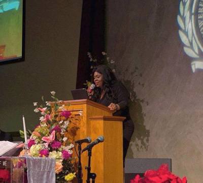 Kim Burrell, gospel singer and pastor of Love and Liberty Fellowship Church in Houston, Texas, preaches in this 2016 photo.