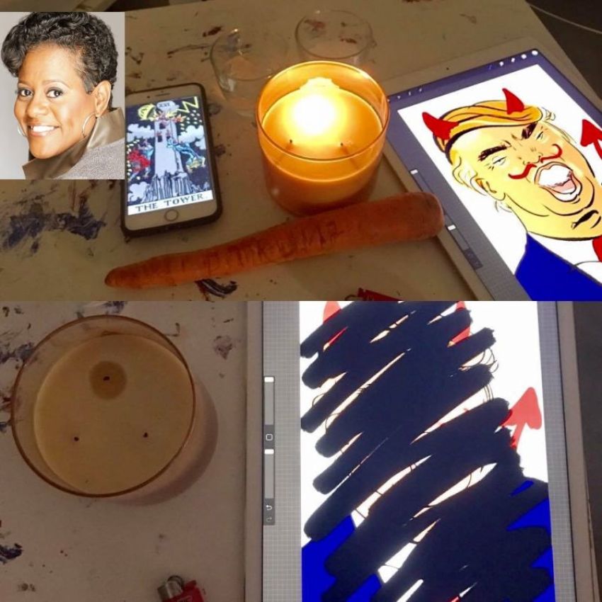 A scene from a spell binding President Donald Trump. Kimberly Daniels (inset).