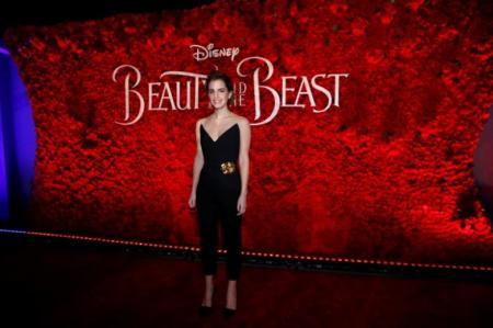 Cast member Emma Watson poses at the premiere of "Beauty and the Beast" in Los Angeles, California, March 2, 2017.