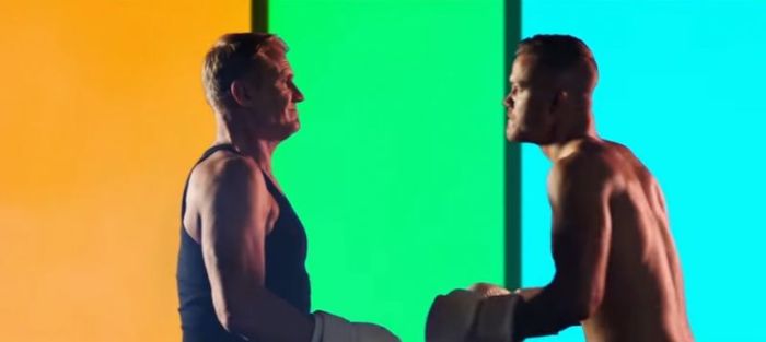 Vocalist Dan Reynolds faces off against Dolph Lundgren in 'Believer' music video.
