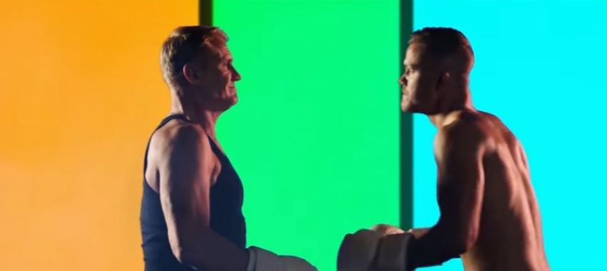 Vocalist Dan Reynolds faces off against Dolph Lundgren in "Believer" music video.