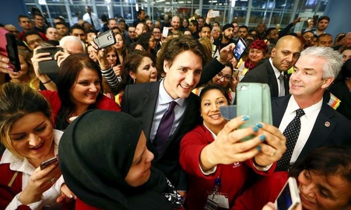 Canada's Prime Minister Justin Trudeau at Toronto Pearson International Airport in Ontario in this undated photo.