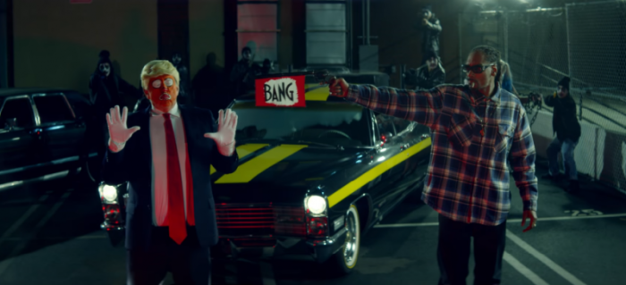 Rapper Snoop Dogg is seen shooting a clown meant to parody President Donald Trump in a video uploaded to YouTube on March 12, 2017.