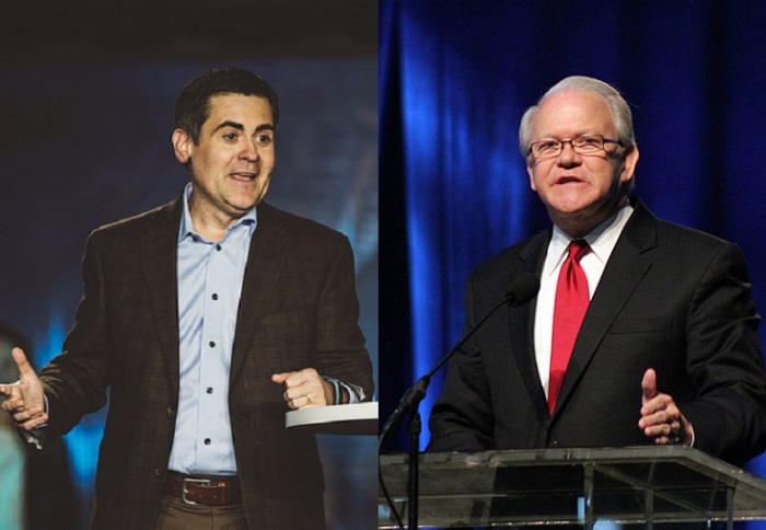 Southern Baptist Convention Executive Committee President Frank S. Page (R) and the organization's Ethics & Religious Liberty Commission President Russell Moore (L).
