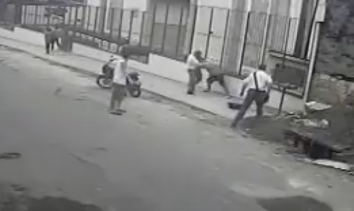 A Mormon missionary brawls with robber in Brazil on March 11, 2017 after disarming him of his gun.