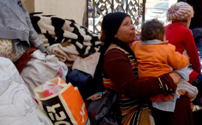 Christian families who left from Al-Arish in the North Sinai Governorate after the escalation of a campaign targeting Christians by Islamic State militants last week, arrive at the Evangelical Church in Ismailia, Egypt February 24, 2017.