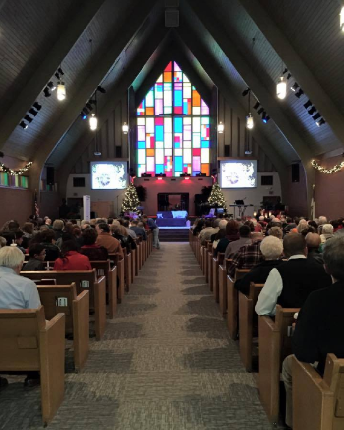 A worship service at Asbury United Methodist Church of Wichita, Kansas in December 2016.