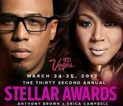 Anthony Brown and Erica Campbell, co-hosts of the 32nd annual Stellar Gospel Music Awards in Las Vegas, Nevada, on March 2015, 2017.