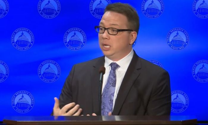 Human Coalition President Brian Fisher speaks at the Family Research Council office in Washington, D.C. on March 22, 2017.