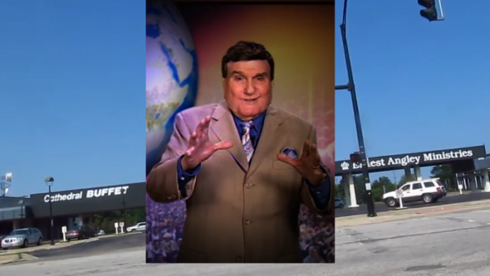 Televangelist Ernest Angley and his Cathedral Buffet restaurant in Cuyahoga Falls, Ohio.