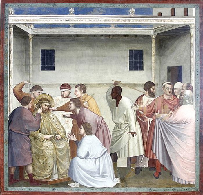 A painting of Jesus being mocked before his crucifixion.