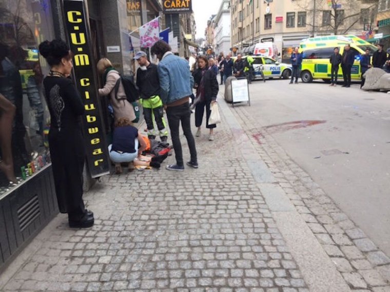 People were killed when a truck crashed into department store Ahlens on Drottninggatan, in central Stockholm, Sweden, April 7, 2017.