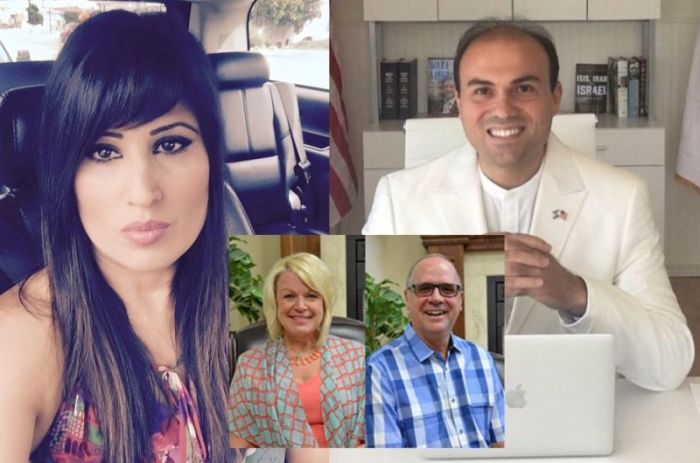 Naghmeh Panahi (L) and her estranged husband, Pastor Saeed Abedini (R). In inset photo is Merrily Hagerman (L) and her husband, Pastor Jerel Hagerman of Joshua Springs Calvary Chapel in Yucca Valley, California.