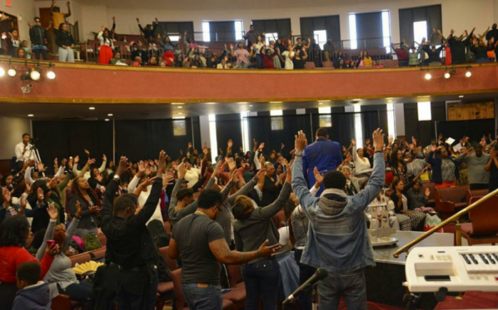 A worship service held at New Life Family Church of Detroit, Michigan.