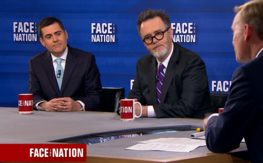 Russell Moore (left) and Rod Dreher (middle) on CBS' 