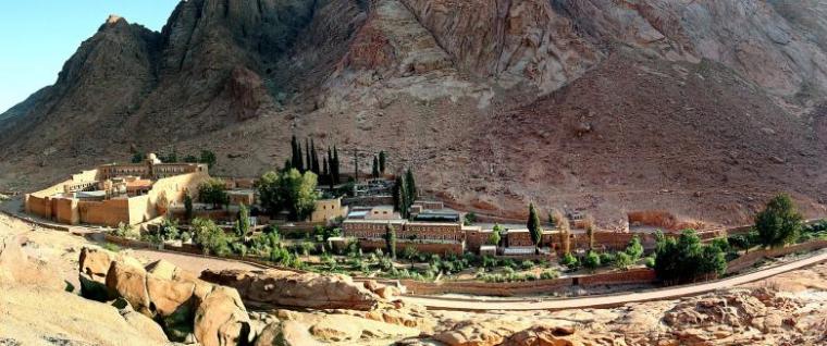 A general view of the Saint Catherine's monastery (far left) with its living and tourist facility in the Sinai peninsula of Egypt May 18, 2005.