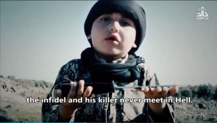 A 6-year-old child brainwashed by ISIS preaches about Hell and carrying out executions in Syria in a video released in April 2017.