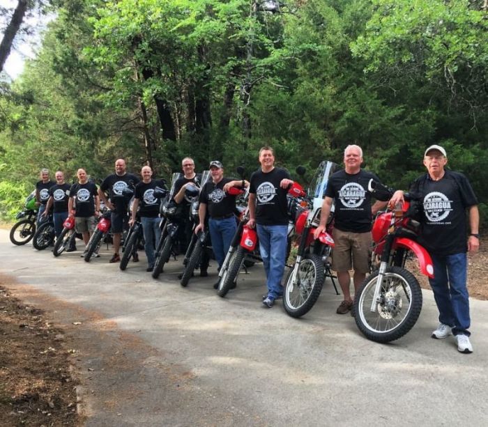 Men participating in the Ride Extreme 2,700-mile journey to Managua, Nicaragua that launched out of Midway Baptist Church in Pilot Point, Texas pose for a photo in April 2017,