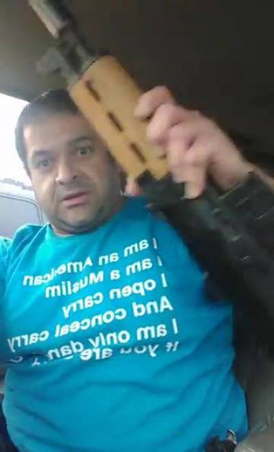 Ehab Jaber, the 'Muslim John Smith,' seen in a Facebook video threatening Christians after he was ejected from a conference in Sioux Falls, South Dakota, on April 9, 2017.