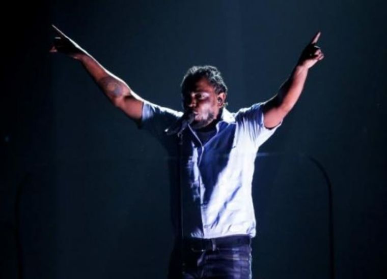 Kendrick Lamar performs a medley of songs at the 58th Grammy Awards in Los Angeles, California on Feb. 15, 2016.