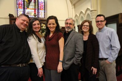 Participants and attendees at the anti-pornography Chains Be Broken Conference hosted by Church of the Messiah of Glen Falls, New York and the group Healing Spring Christian Ministries, both of Glen Falls, New York. From left to right: the Reverend Karl Griswold-Kuhn, Jennifer Griswold-Kuhn, Jessica Harris, Wheaton College Psychology Professr William Struthers, Shay Mason, and the Reverend Bruce Mason.