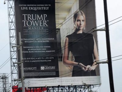 Photo of billboard for Trump Tower Manila in the Philippines featuring Ivanka Trump.