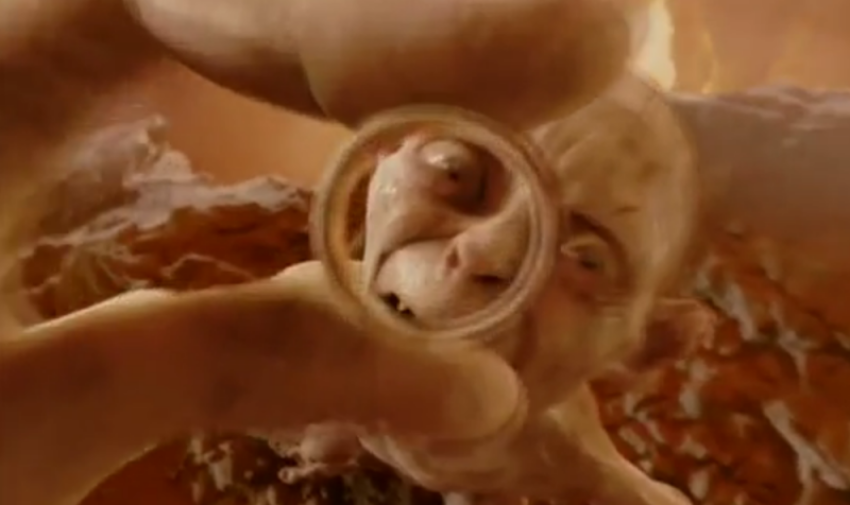 Gollum has the ring. Scene from "The Lord of the Rings: The Return of the King."