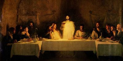 A painting of the Last Supper of Christ.