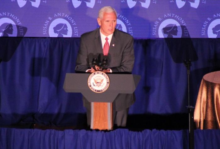 Vice President Pence speaks at the SBA-List gala banquet at the Andrew W. Mellon auditorium in Washington, D.C. on May 3, 2017.