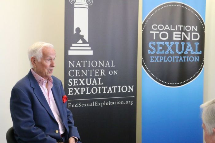 Josh McDowell speaks at the National Center on Sexual Exploitation in Washington, DC, on May 3, 2017.