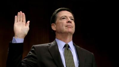 United States Federal Bureau of Investigation Director James Comey is sworn in to testify before a Senate Judiciary Committee hearing on 'Oversight of the Federal Bureau of Investigation' on Capitol Hill in Washington, U.S., May 3, 2017.