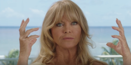 Actress Goldie Hawn talks her new film "Snatched," May 2017.