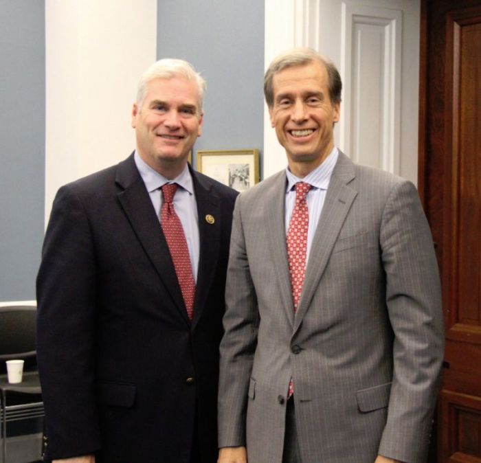 Arne Christenson (R) managing director for policy and politics with the American Israel Public Affairs Committee and Tom Emmer (L) Republican Congressman for Minnesota's 6th District.