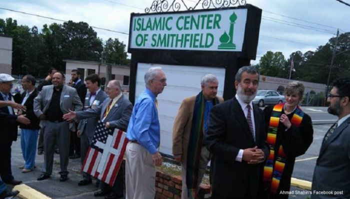 An interfaith gathering at the opening of the Islamic Center of Smithfield in what was once a Pentecostal Church in Smithfield, North Carolina, May 13, 2017.
