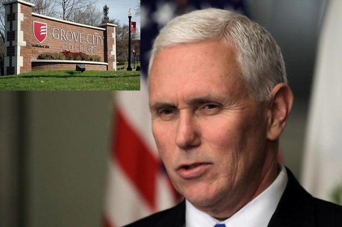 U.S. Vice President Mike Pence. Grove City College (inset).