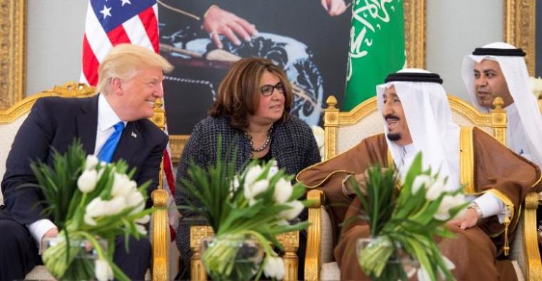 Saudi Arabia's King Salman bin Abdulaziz Al Saud meets with U.S. President Donald Trump during a reception ceremony in Riyadh, Saudi Arabia, May 20, 2017.