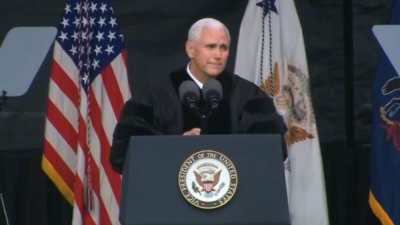 Vice President Mike Pence speaking to graduating students at Grove City College in Pennsylvania, May 20, 2017.