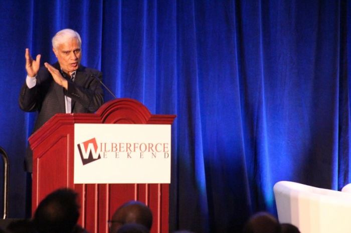 Apologist Ravi Zacharias speaks at Wilberforce Weekend 2017 hosted by the Colson Center at the Gaylord National Resort and Convention Center in Oxon Hill, Maryland on May 19, 2017.