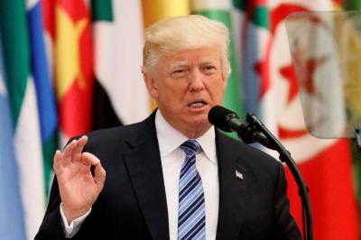 President Trump delivers a speech during Arab-Islamic-American Summit in Riyadh, Saudi Arabia on May 21, 2017.