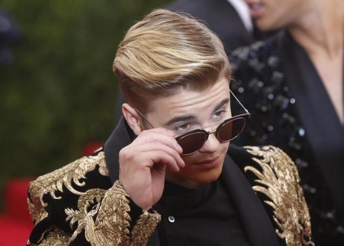 Shown is Justin Bieber during the Metropolitan Museum of Art Costume Institute Gala 2015 celebrating the opening of ''China: Through the Looking Glass,'' in Manhattan, New York May 4, 2015.