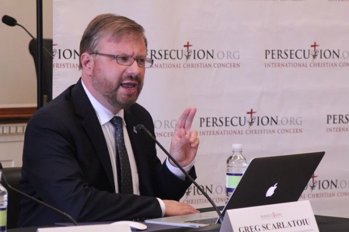Greg Scarlatoiu, the executive director of the Committee for Human Rights in North Korea, speaks during the International Christian Concern's annual policy day on Capitol Hill in Washington, D.C. on May 24, 2017.