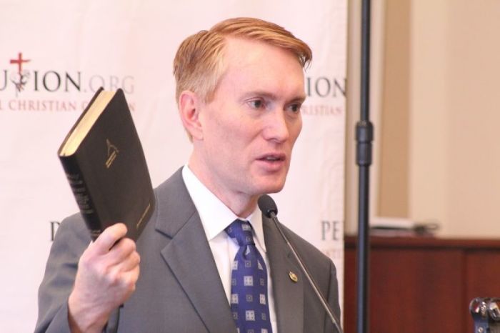 Sen. James Lankford, R-Okla., speaks during the International Christian Concern's policy day on Capitol Hill in the Rayburn House office building in Washington, D.C. on May 24, 2017.