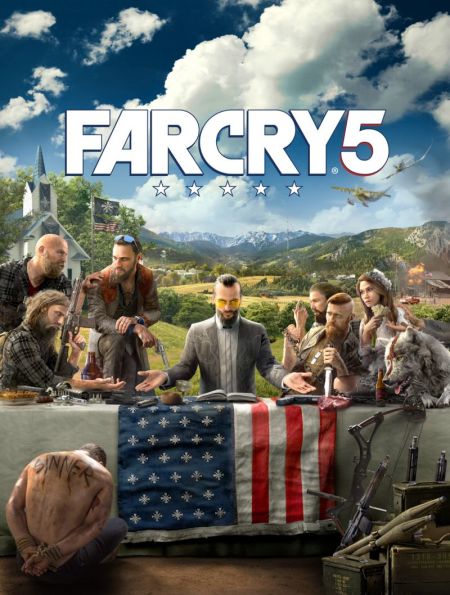 A promotional image for the video game "Far Cry 5."