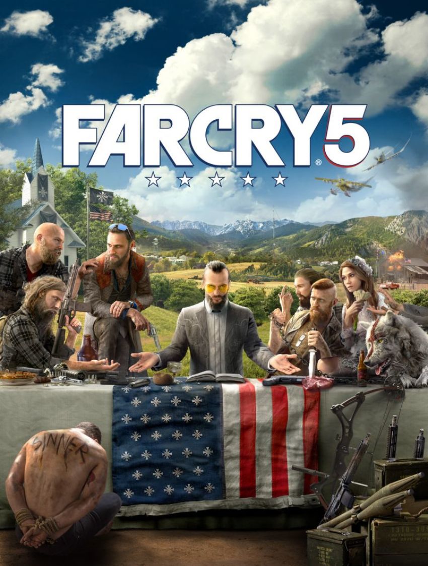 A promotional image for the video game "Far Cry 5."