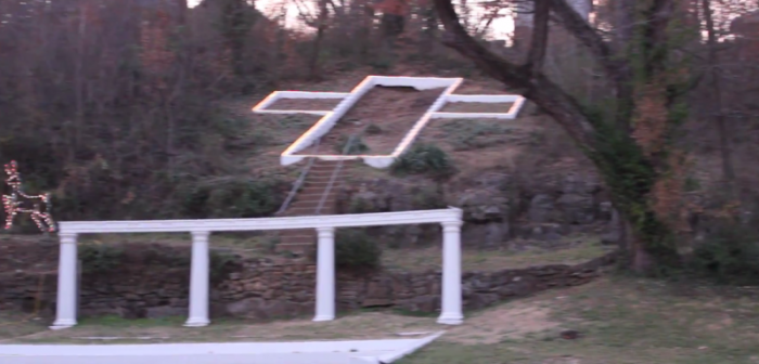 A cross display at Big Spring Park in Neosho, Missouri.