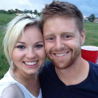 Taylor Foster, an associate youth pastor at the West Dodge campus of Lifegate megachurch in Omaha, Nebraska (R), and his wife Kiley.
