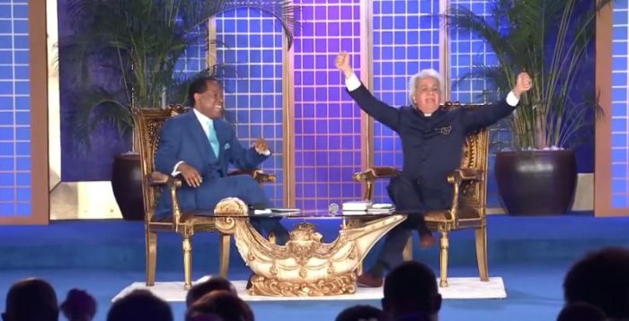 Pastor Chris Oyakhilome D.Sc. D.D., President of the Believers' LoveWorld Inc. a.k.a. Christ Embassy, and Pastor Benny Hinn of Benny Hinn Ministries, announcing LoveWorld USA channel in a Facebook video on May 23, 2017.