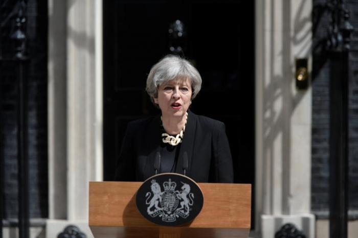 Britain's Prime Minister Theresa May speaks outside 10 Downing Street after an attack on London Bridge and Borough Market left seven people dead and dozens injured in London, Britain, June 4, 2017.